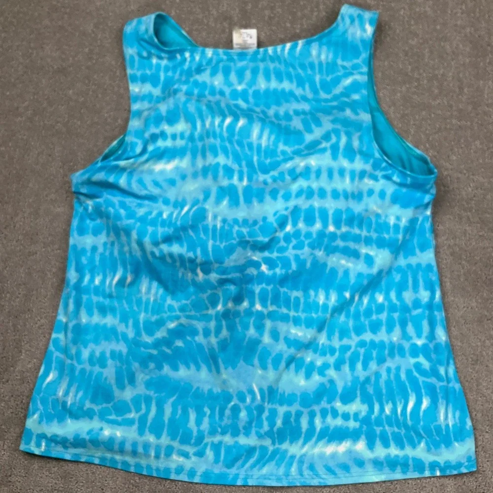 Lands' End Tankini Top Womens 20W DD Blue Tie Dye‎ Tank 513894 Athletic Modest